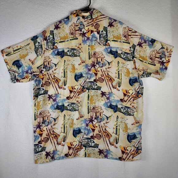 Vintage Munsingwear Rayon Aloha Shirt Men’s L Short Sleeve Button Front Car Trop - Picture 2 of 8